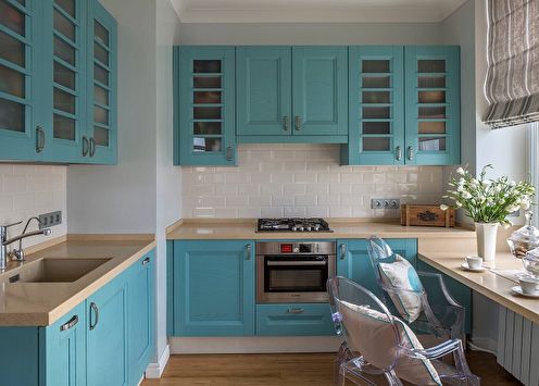 Turquoise color in the interior (+80 photo)