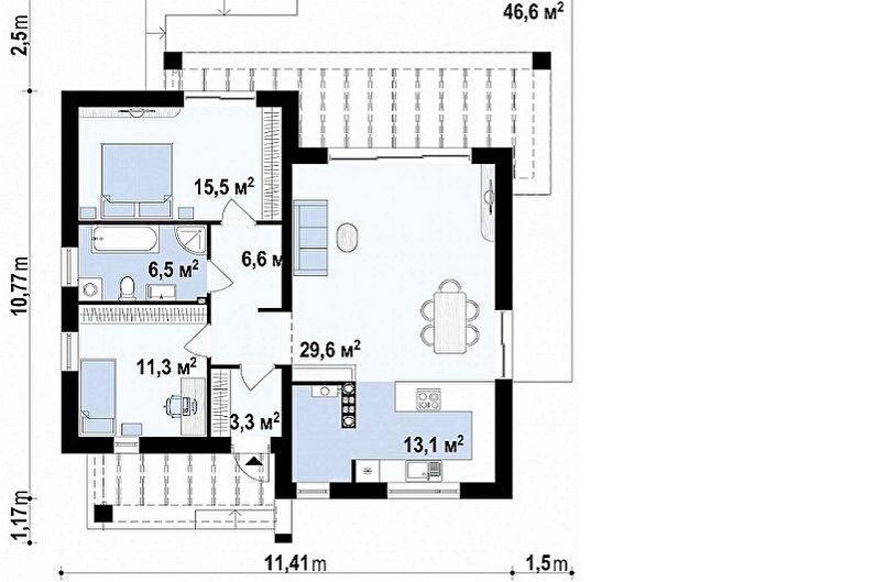 Modern high-tech style house designs - Small one-story house