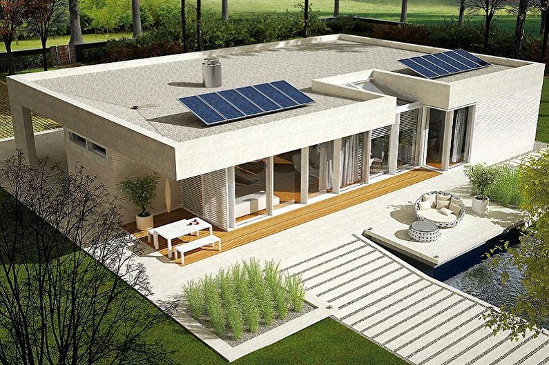 Modern hi-tech house designs - Hi-tech house with exploited roof