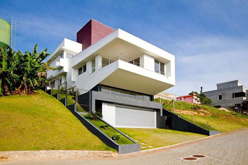 Modern house designs in high-tech style - Luxury house on the slope