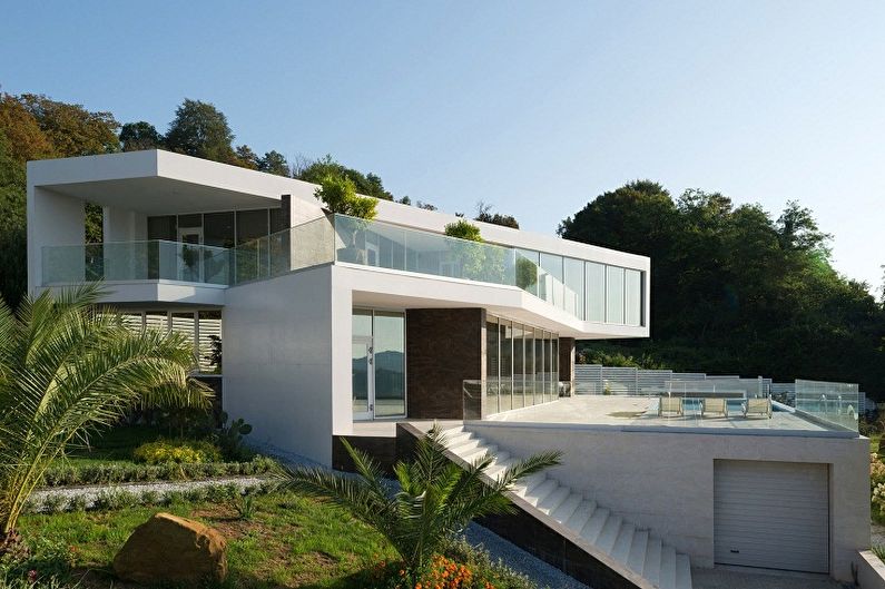 Modern house designs in high-tech style - Luxury house on the slope