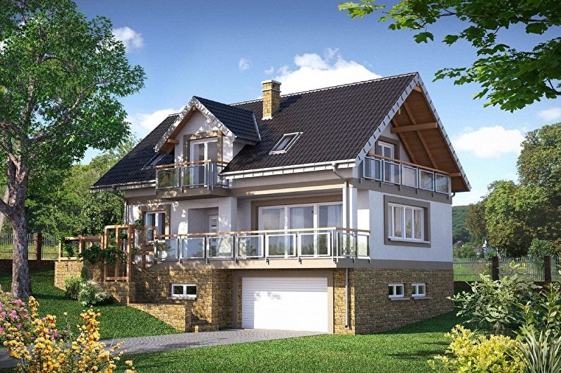 Modern chalet style house designs - Chalet style home with garage