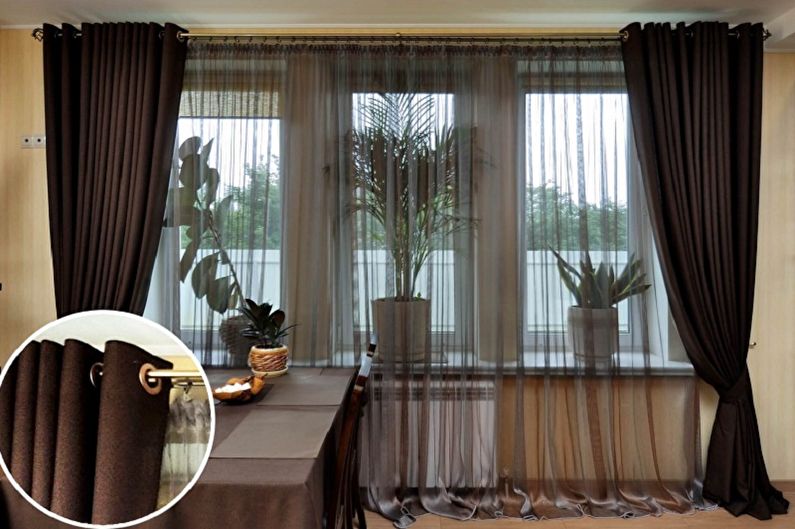 Types of Kitchen Curtains - Fabric Curtains on Eyelets