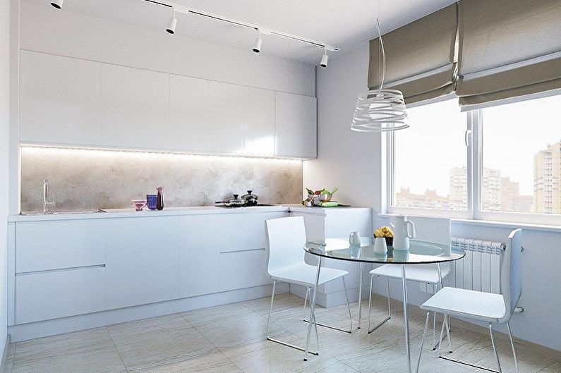 Design of the curtains for the kitchen, tailored to the style