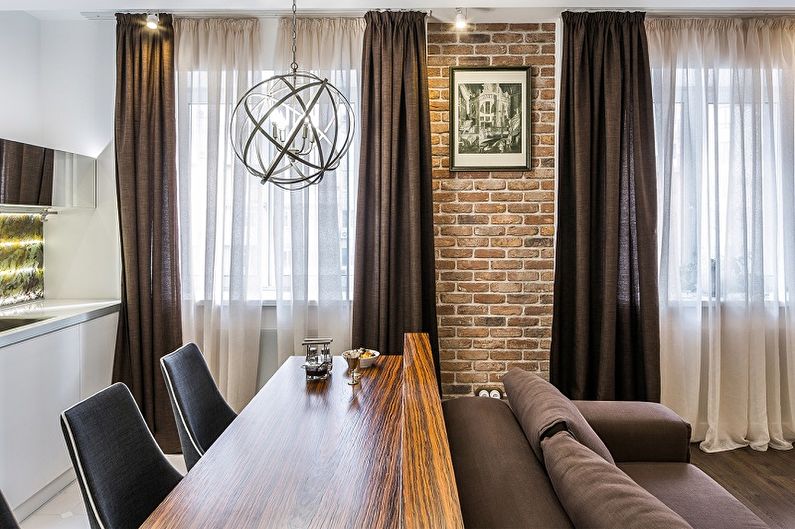 Design of the curtains for the kitchen in style