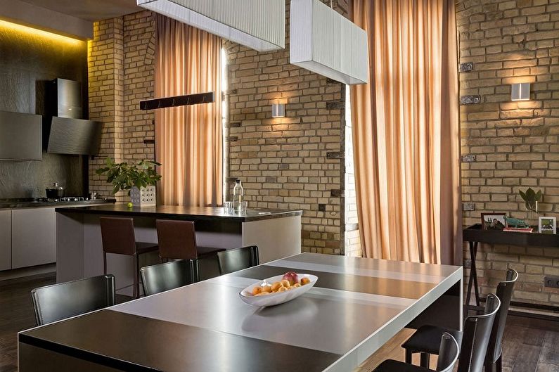 Curtains in the kitchen - photo