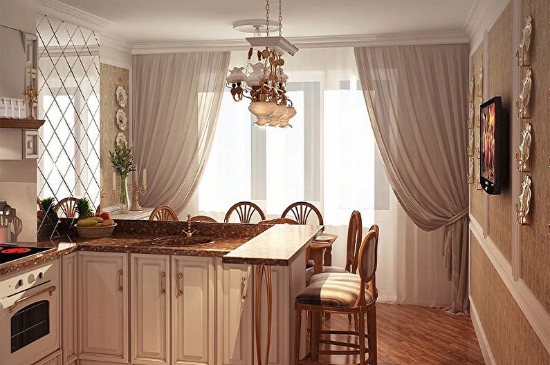 Curtains in the kitchen - photo