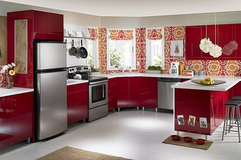 Curtains in the kitchen - photo