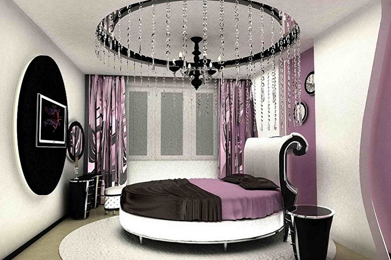 Round bed in the bedroom - photo
