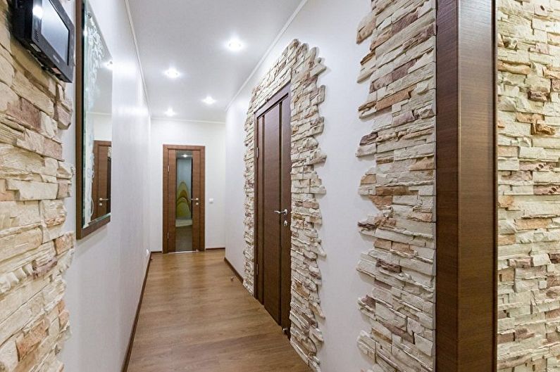 The use of siding under the stone - Siding under the stone in the interior