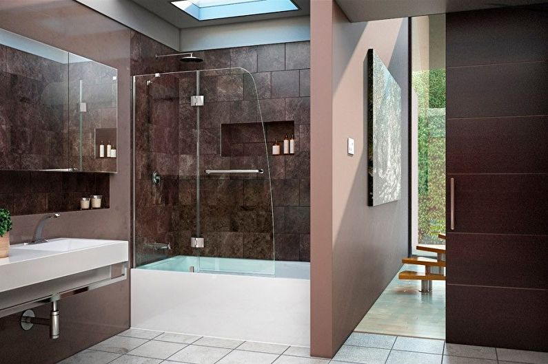Types of glass curtains for the bathroom - Swing curtains