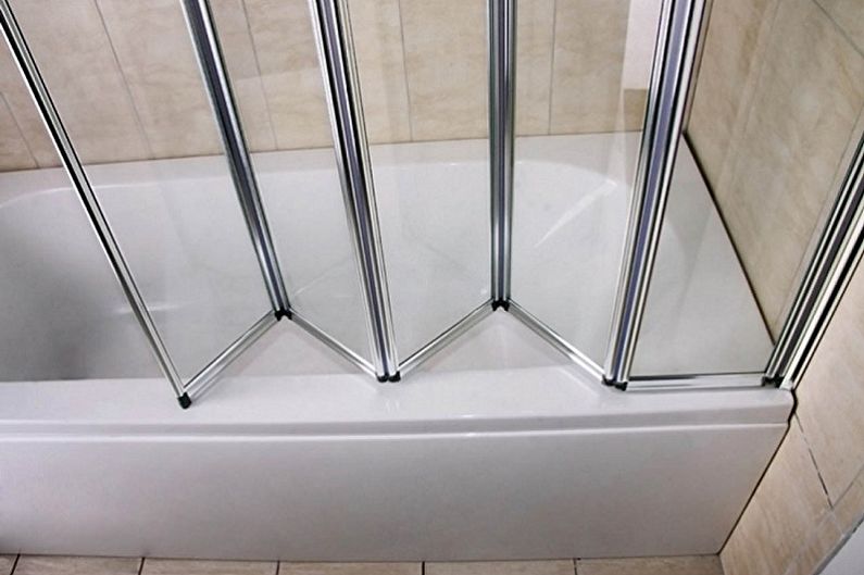 Types of glass curtains for the bathroom - Folding curtains