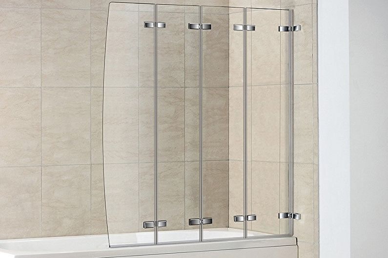 Types of glass curtains for the bathroom - Folding curtains
