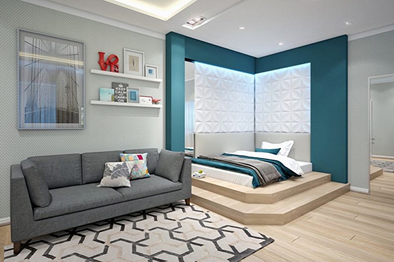 Bed-podium in the interior - Advantages and disadvantages