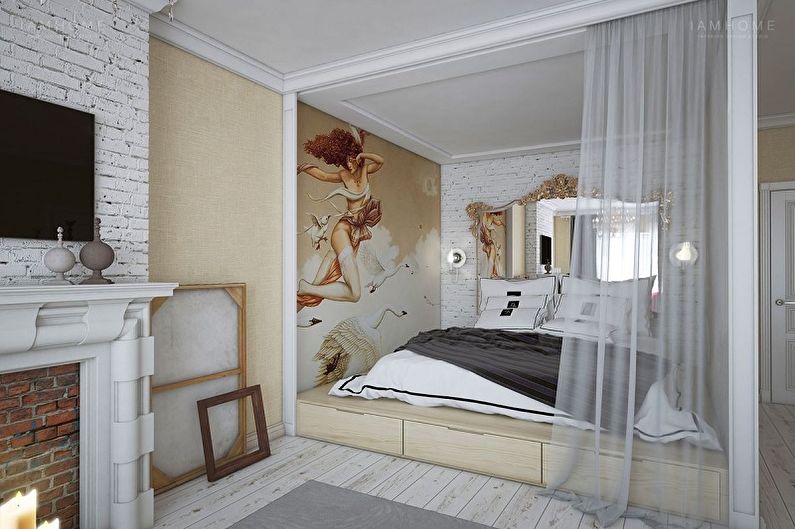 Bed-podium in the interior - Advantages and disadvantages