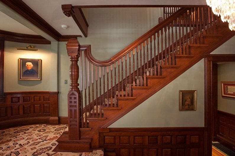 Wooden stair railing