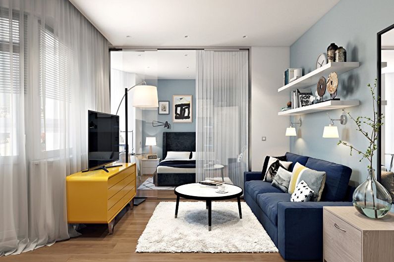 Redevelopment of a one-room apartment - photo ideas