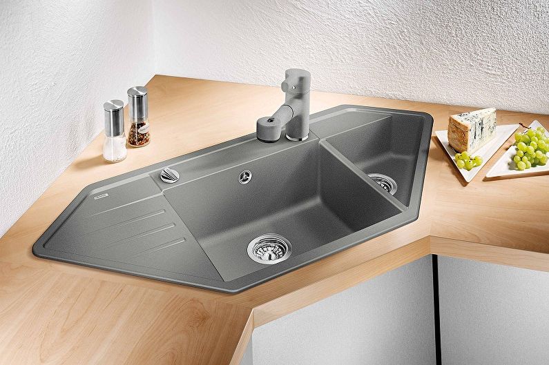 Types of corner sinks for the kitchen - Mounting method