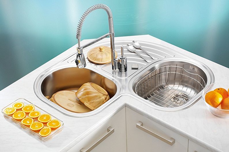 Corner sinks for the kitchen - photo