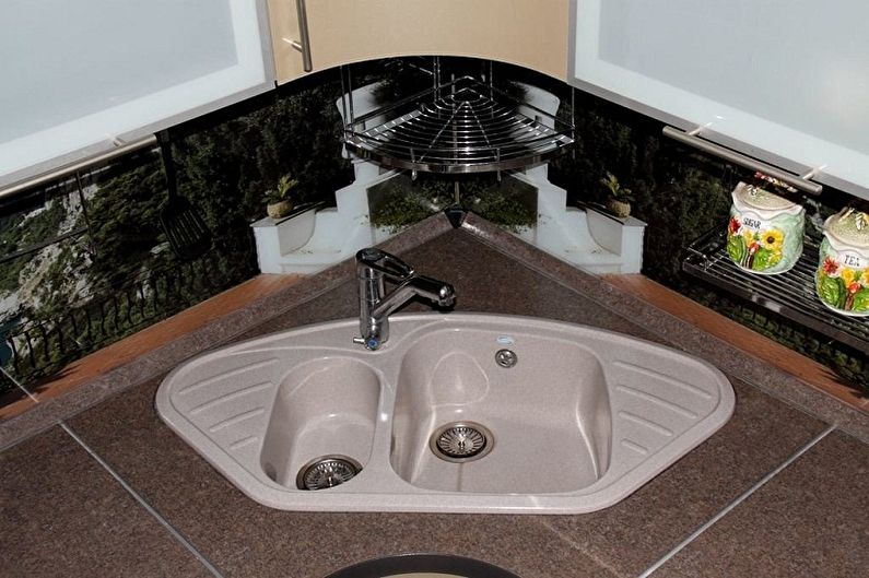 Corner sinks for the kitchen - photo