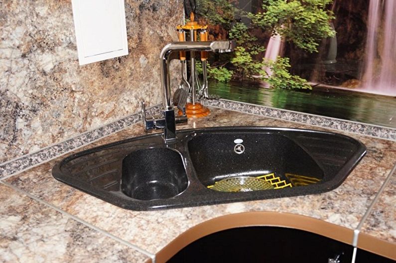 Corner sinks for the kitchen - photo
