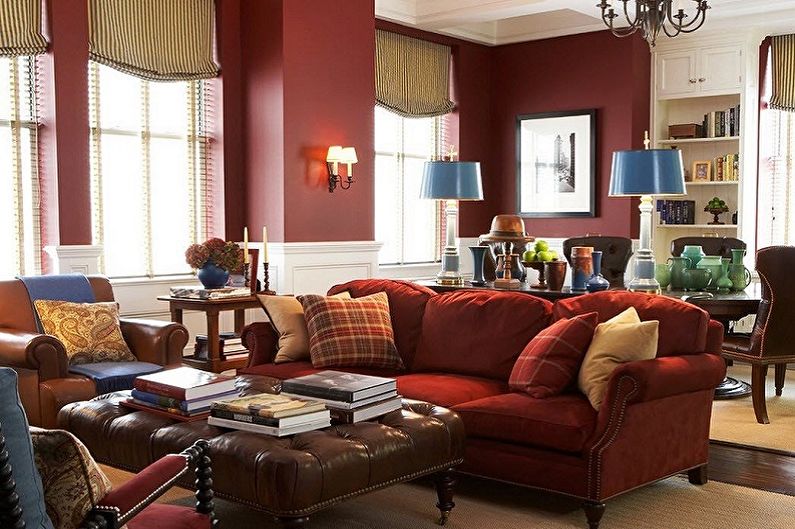 What colors does red combine with - Living Room Design
