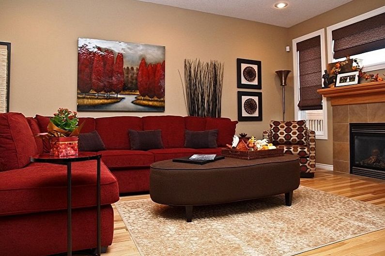 What colors does red combine with - Living Room Design