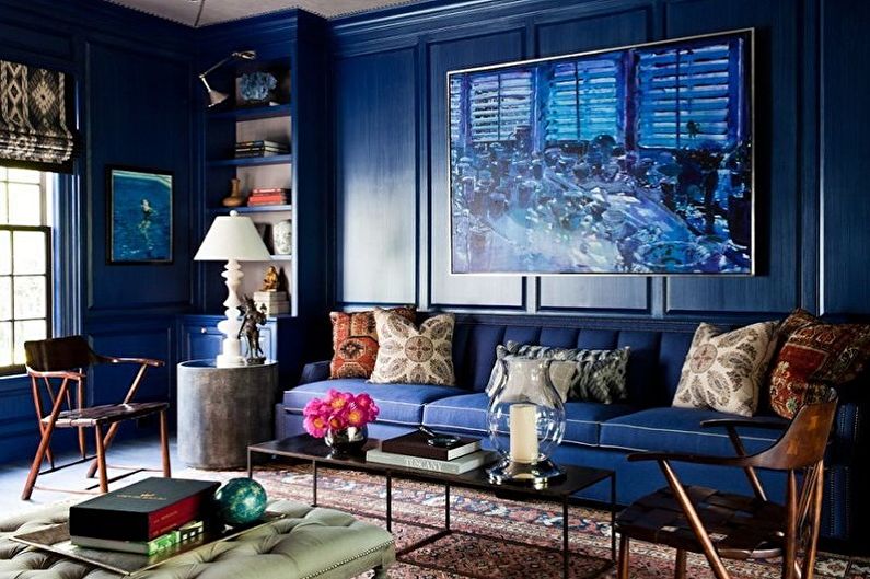 What colors does blue combine with - Living Room Design