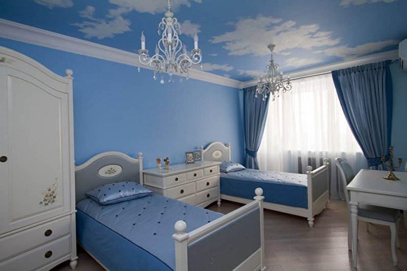 What colors does blue combine with - Design of a children's room