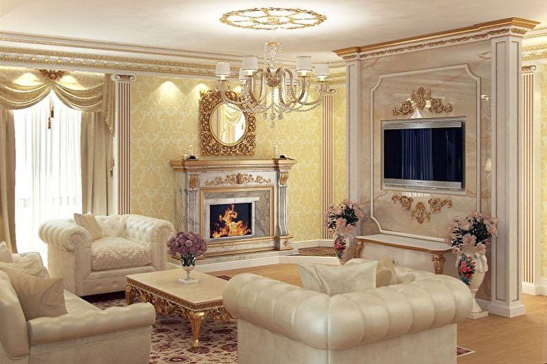 Polyurethane stucco molding in the living room