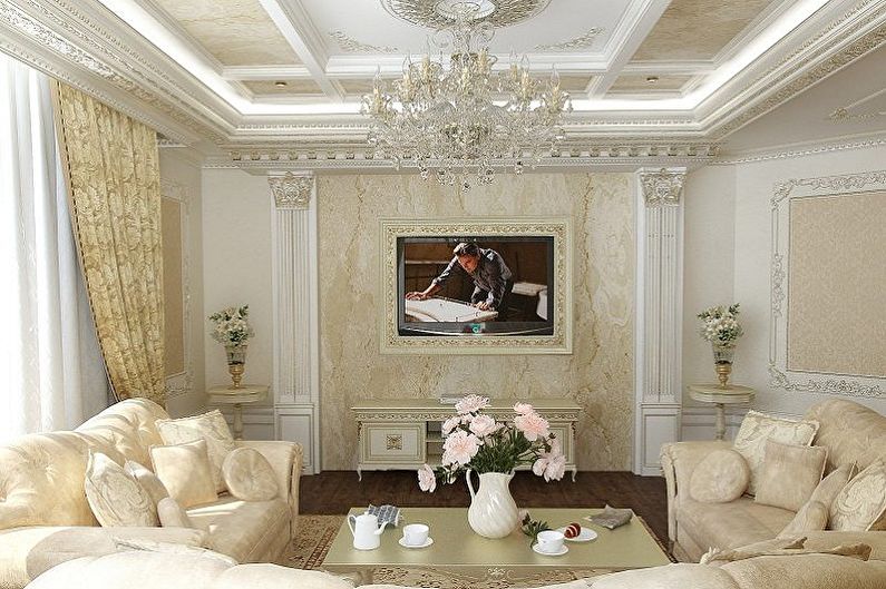 Polyurethane stucco molding in the living room