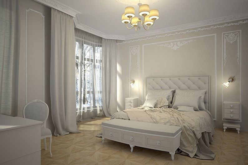 Polyurethane stucco molding in the bedroom
