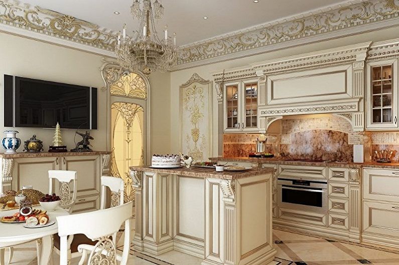 Polyurethane stucco molding in the kitchen