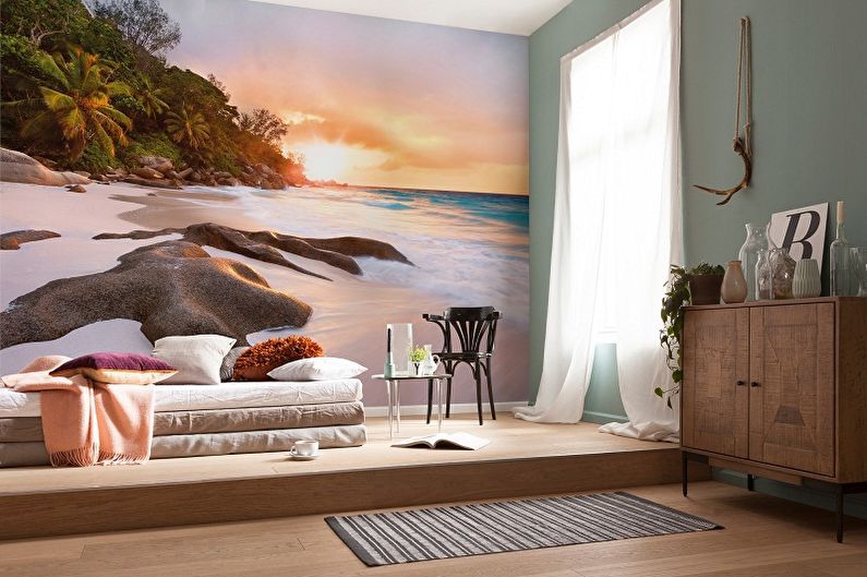 Photo wallpaper in the bedroom - photo