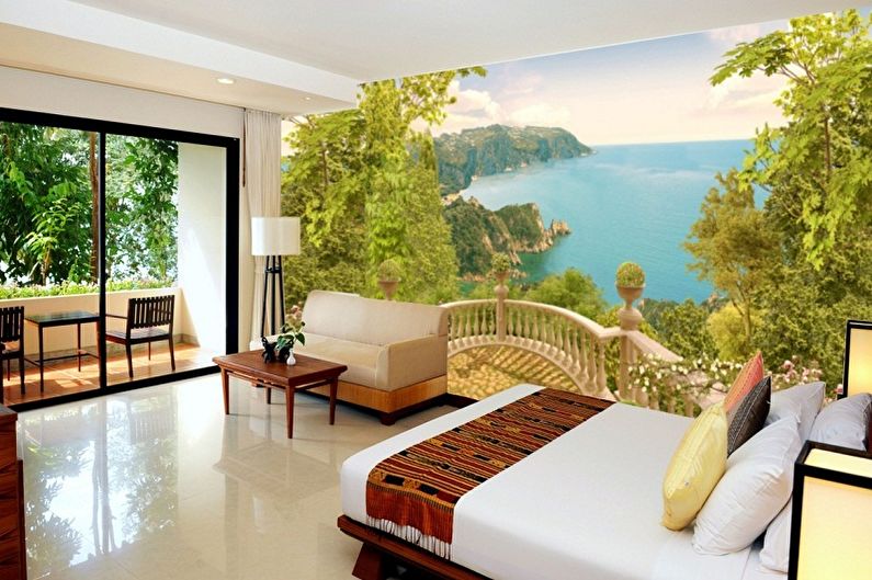 Photo wallpaper in the bedroom - photo