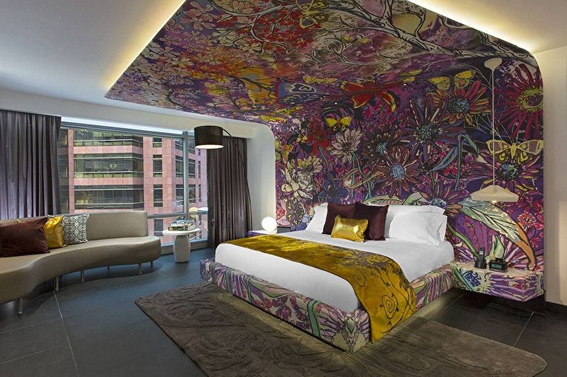 Photo wallpaper in the bedroom - photo