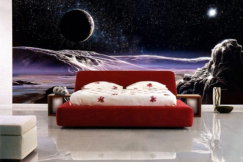 Photo wallpaper in the bedroom - photo