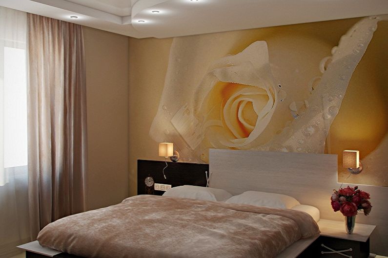 Photo wallpaper in the bedroom - photo