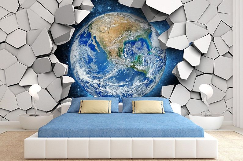 Photo wallpaper in the bedroom - photo