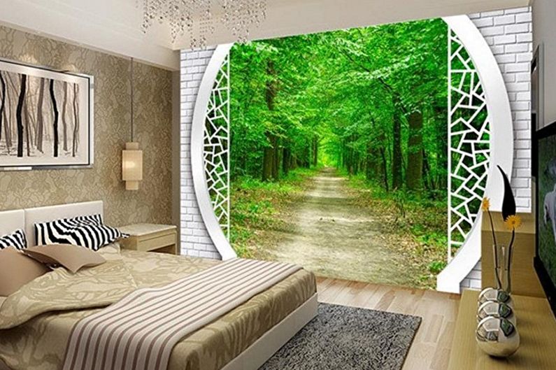 Photo wallpaper in the bedroom - photo