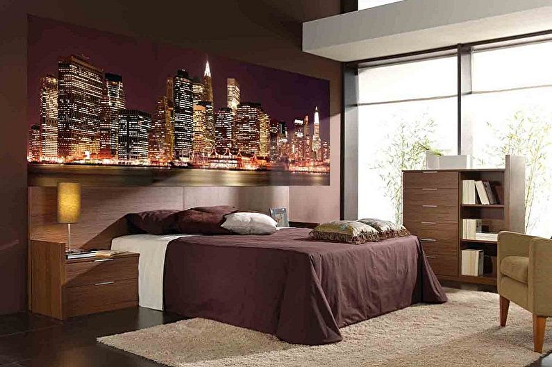 Photo wallpaper in the bedroom - photo