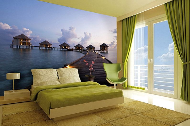 Photo wallpaper in the bedroom - photo