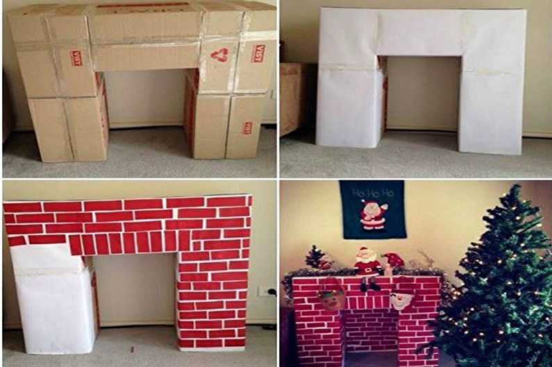 Making a fake fireplace frame with your own hands - From cardboard boxes