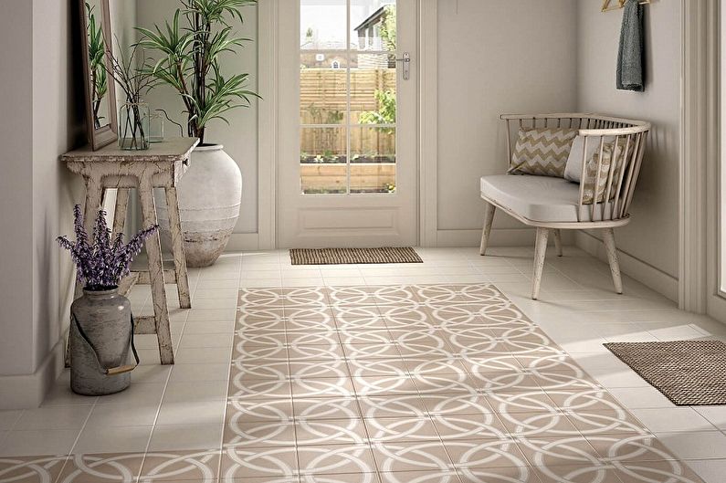 Patchwork tile in the hallway interior