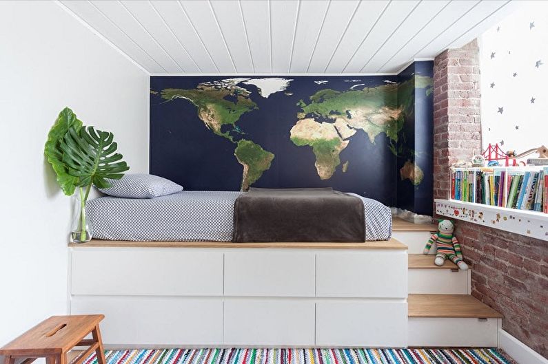 Bed-podium in the interior: 80 photo ideas