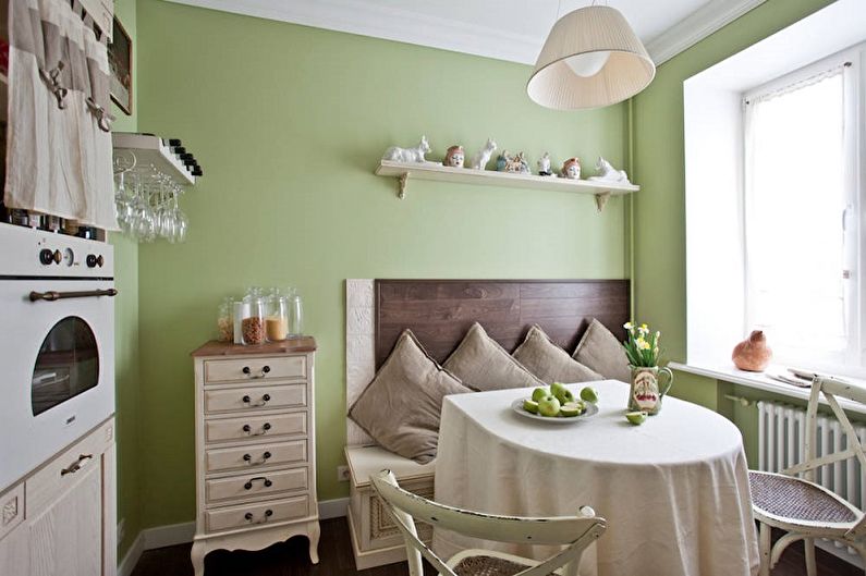 Green kitchen 13 sq.m. - Interior Design