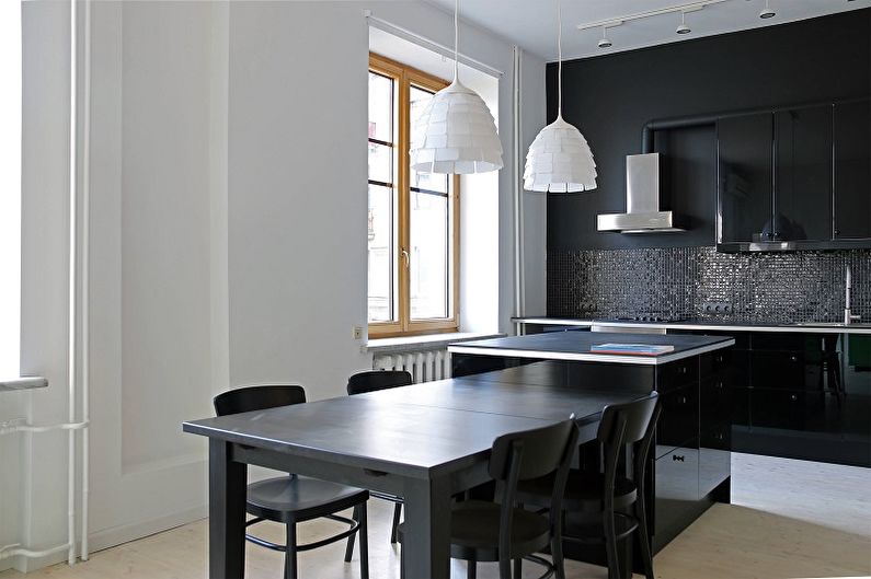 Black kitchen 13 sq.m. - Interior Design