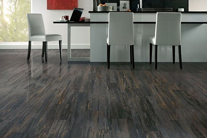 Kitchen design 13 sq.m. - floor finish