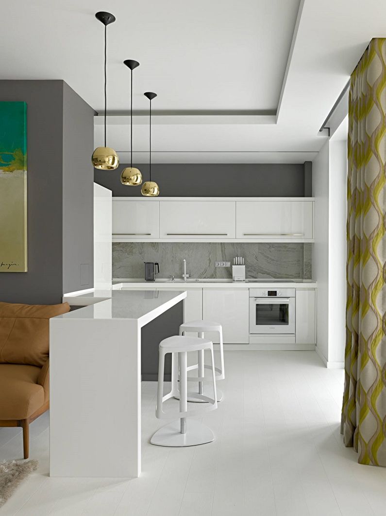 Kitchen design 13 sq.m. - ceiling decoration