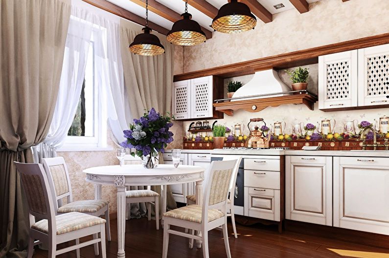 Kusina 11 sq.m. sa istilong Provence - Disenyo ng Panloob
